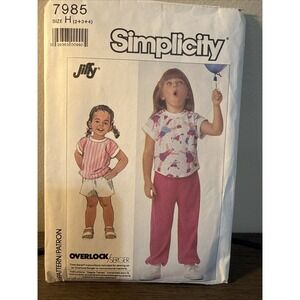 Vintage 1987 Simplicity Pattern 7985 Sz H Child Toddler Shirt Shirts Pants Uncut